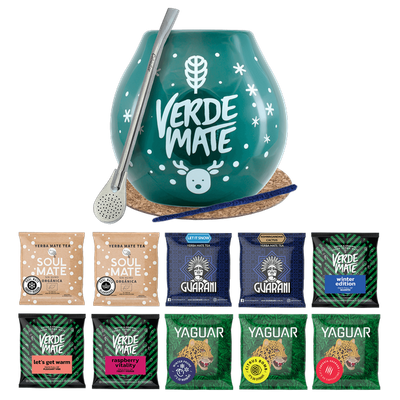 Yerba Mate Set 10x50g Vinterkalebass Bombilla