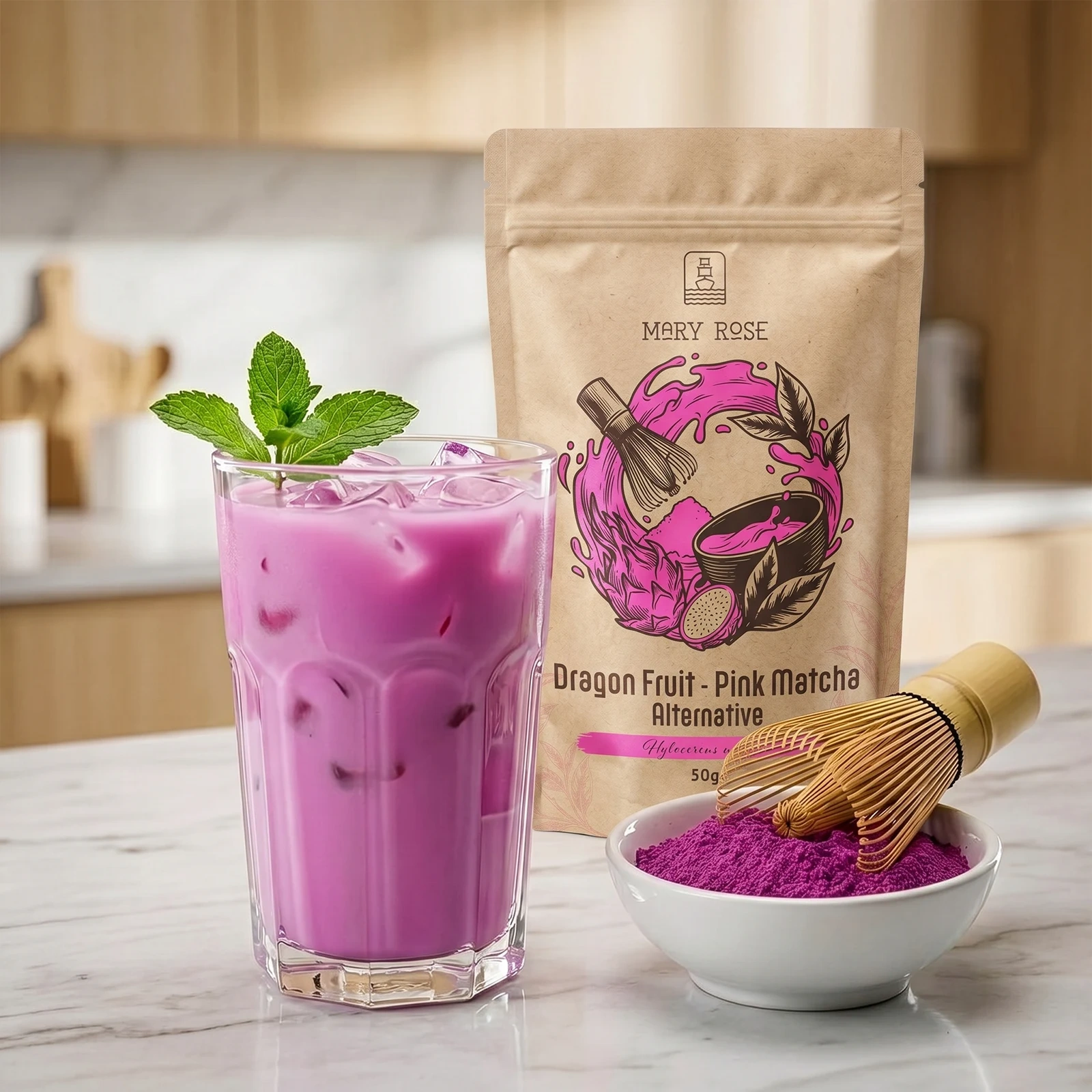 Mary Rose Pink Matcha Alternative Dragon Fruit