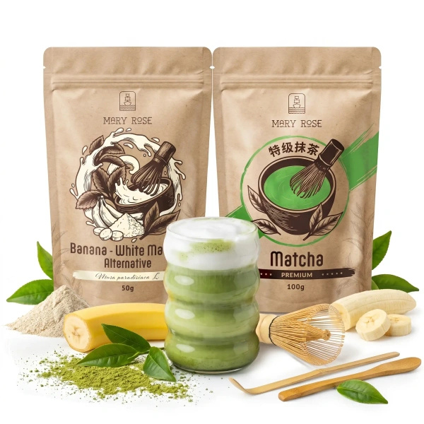 Set för färgglad Matcha Latte: Matcha + White Matcha + tillbehör