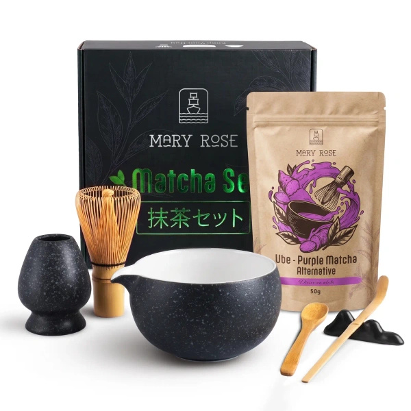Presentset för att tillreda Purple Matcha
