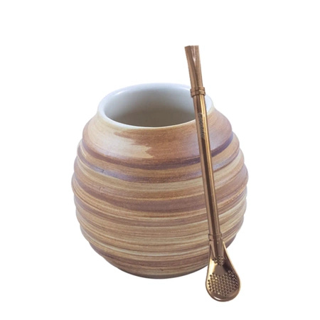 Ceramic Mate Cup - Honey Model + Bombilla Gringo Rose Gold