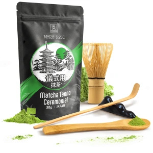 Ceremoniellt set för att tillreda matcha-te: japansk ekologisk matcha 30g + tillbehör