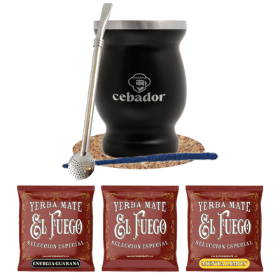 Yerba Mate Set: prover El Fuego 3x50g + TermoMate + Bombilla