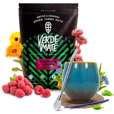 Yerba Mate set Verde Mate Hallon 500g Kalebass + Bombilla