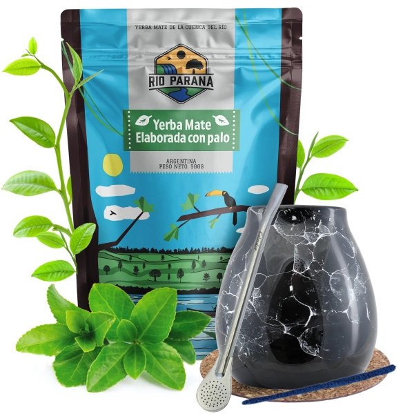 Yerba Mate Set Rio Parana Kalebass Bombilla 500 g
