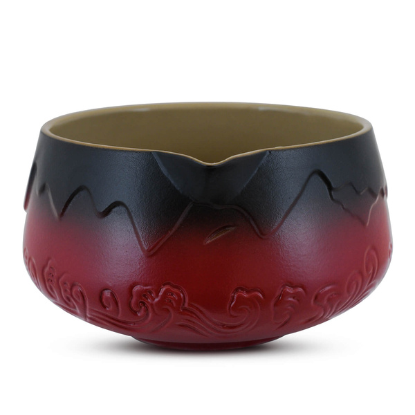 Matchawan – Matcha–skål i keramik med pip – Mountain (röd)