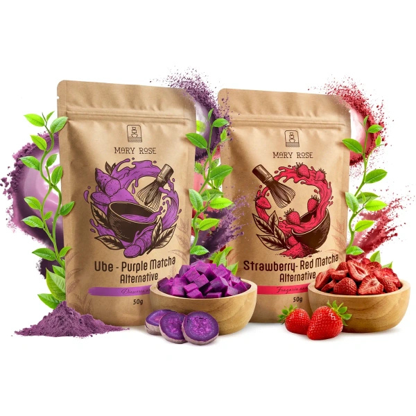 Set med färgglada matcha: Red Matcha + Purple Matcha