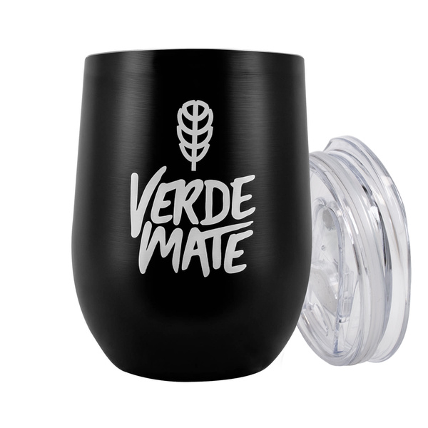 TermoLid – termomugg för yerba mate med lock – Verde Mate (svart) – 350 ml