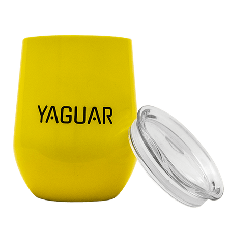TermoLid – stainless steel vessel with a lid – Yaguar (yellow) – 350 ml