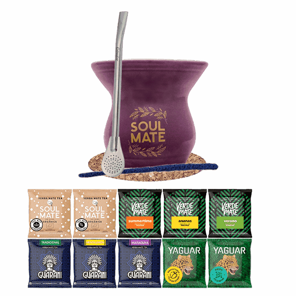 Yerba Mate Set 10x50g Kalebass + Bombilla