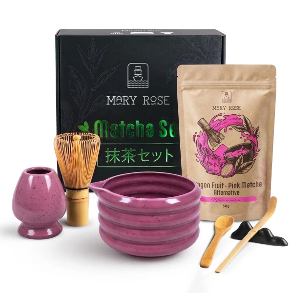 Presentset för att tillreda Pink Matcha