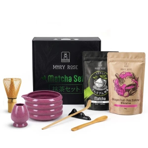 Presentset för färgglad Matcha Latte: Matcha + Pink Matcha + tillbehör