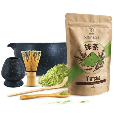 Set för bryggning av Matcha te: matcha 100g + tillbehör