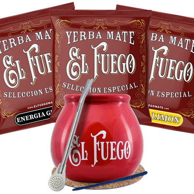 Yerba Mate El Fuego Kalebass Bombilla Startset