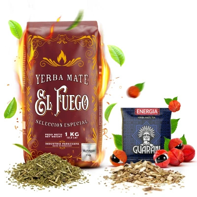 Yerba Mate-set: El Fuego 1kg + prov Guarani Energia 50g