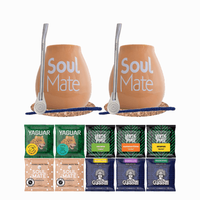 Yerba Mate Set 10x50g 2x Kalebass + 2x Bombilla