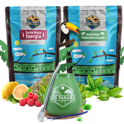 Yerba Mate set Rio Parana Energia Elaborada 2x500g + tillbehör