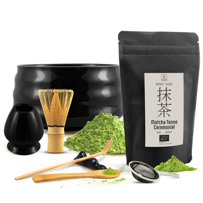 Ceremoniellt set för att tillreda matcha-te: japansk ekologisk matcha 30g + tillbehör