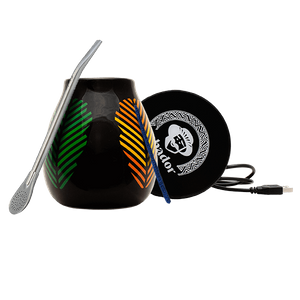 Tillbehörssats för Yerba Mate: USB-koppvärmare + Kalebass + Bombilla