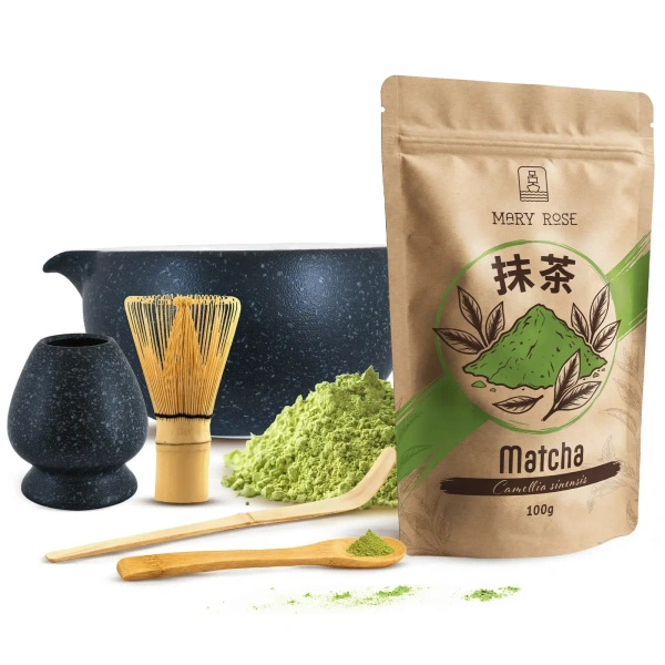 Set för bryggning av Matcha te: matcha 100g + tillbehör