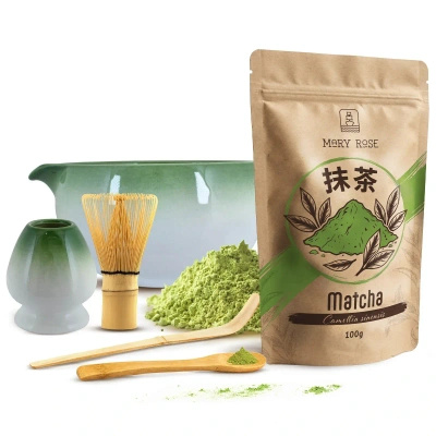 Set för bryggning av Matcha te: matcha 100g + tillbehör