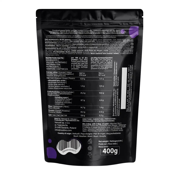 Nustino – Jordnötssmör i pulverform – Ube (utan tillsatt socker) 400 g
