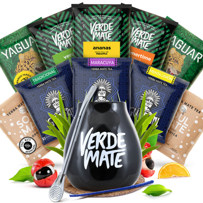 Yerba Mate Set 10x50g Kalebass + Bombilla