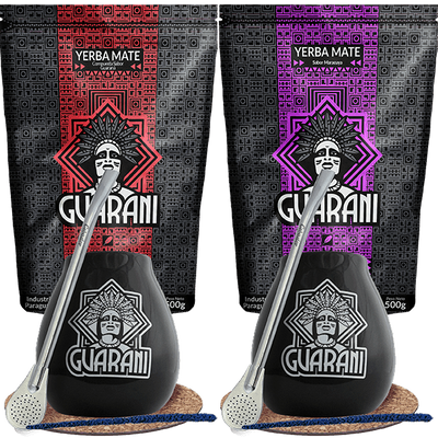 Set mate te Guarani Bombilla Mate Kopp för två