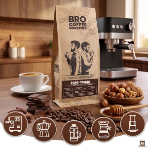 Bro Coffee Roastery – Hela bönor kaffe Pure Crema 400 g
