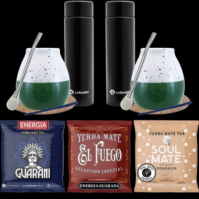 Yerba Mate startpaket Termos 3x50g för par
