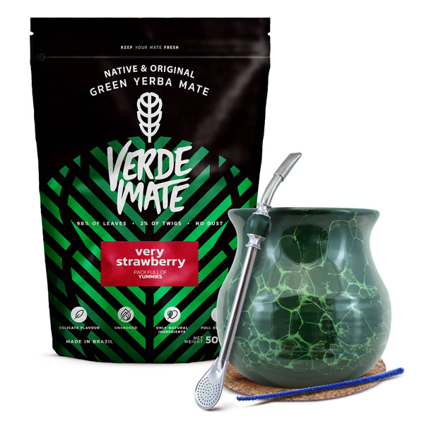 Yerba Mate Set Verde Mate 500g Kalebass + Bombilla
