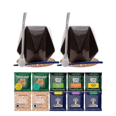 Yerba Mate Set 10x50g 2x Kalebass + 2x Bombilla