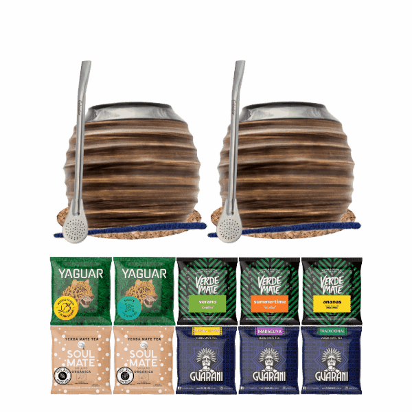 Yerba Mate Set 10x50g 2x Kalebass + 2x Bombilla