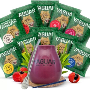 Set Yerba Mate Yaguar 10x50g Kalebass Bombilla