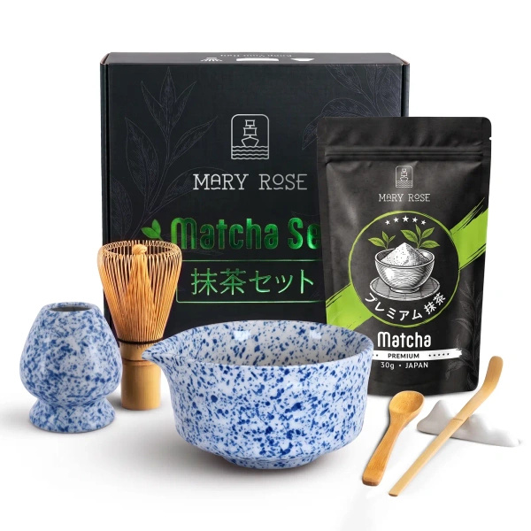 Presentset: japanskt premiummatcha + matchawan + bambutillbehör