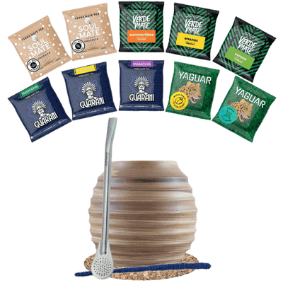 Yerba Mate Set 10x50g Kalebass + Bombilla