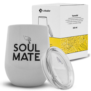 TermoLid – termomugg för yerba mate med lock – Soul Mate (vit) – 350 ml