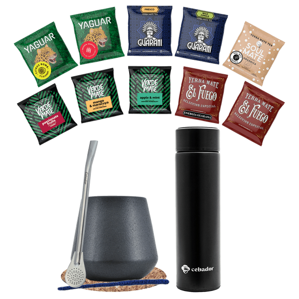 Set Yerba Mate 500g Mate Gourd 10x50g termos