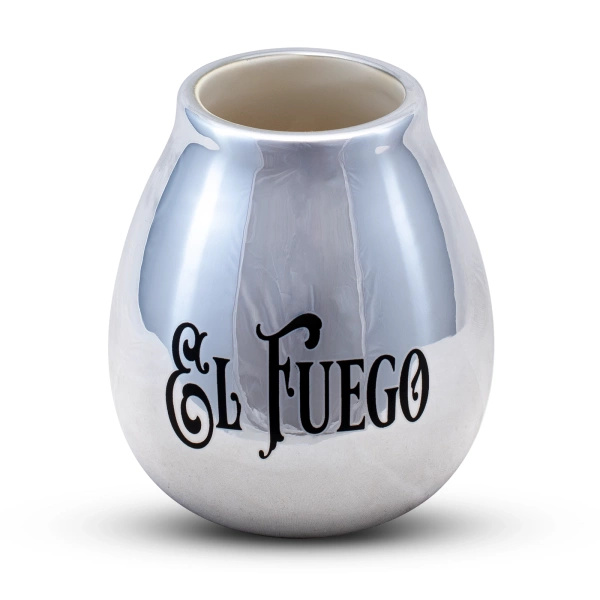Kalebass i keramik med El Fuego-logotyp (silver) 350ml