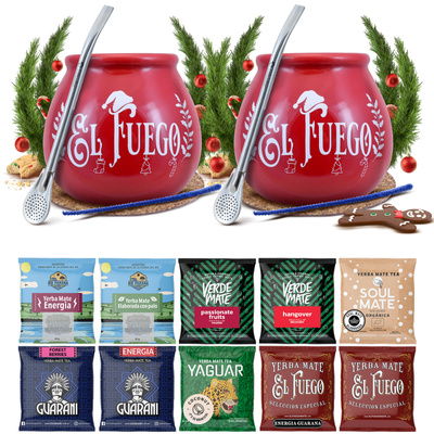 Yerba Mate Set FOR TWO Kalebass Bombilla