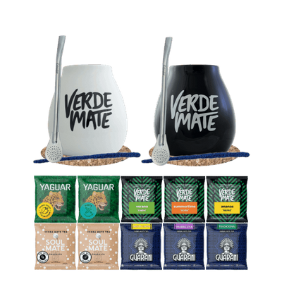 Yerba Mate Set 10x50g 2x Kalebass + 2x Bombilla