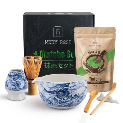 Presentset: premium-matcha + matchawan + bambustillbehör