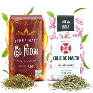 Yerba Mate Elaborada-set: El Fuego 1kg + Cruz de Malta 1kg